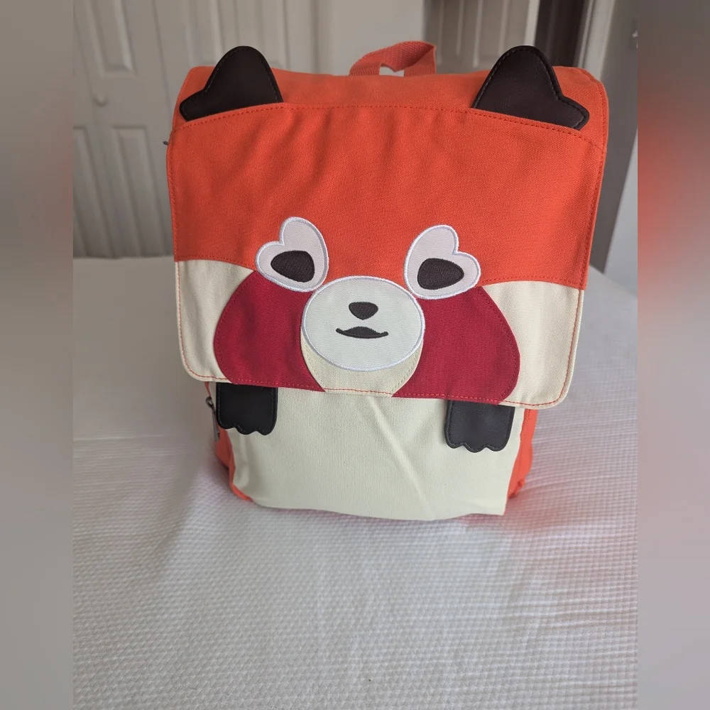 Floral Floric Red Panda Backpack Full Zipper Pockets.